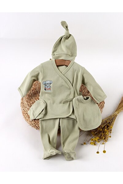 MiniKids Costumas 5 piese, Elefantel la Scoala, verde fistic 62 (0-3 luni)