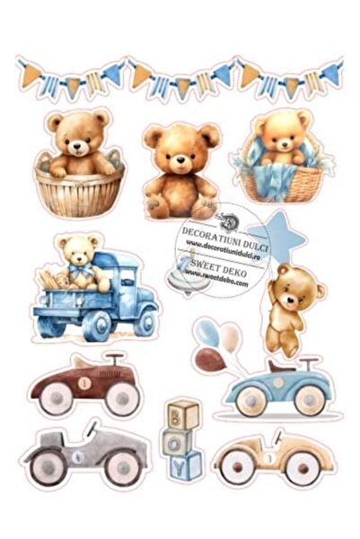 Decoratiuni Dulci Φανταστείτε cometibila Ursuleti si masinute - Decupat