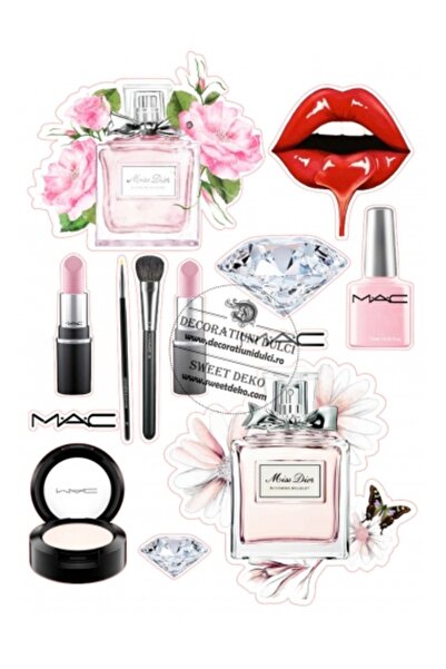 Decoratiuni Dulci Parfum, diamante si makeup imagini pentru tort - Decupat
