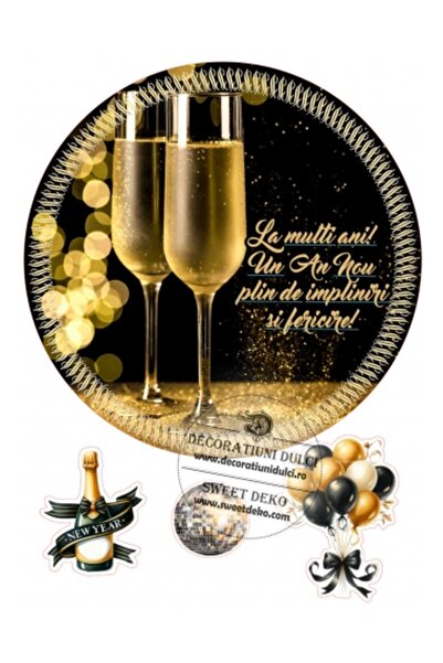 Decoratiuni Dulci Poza rotonda pentru tortul de Revelion - Decupat
