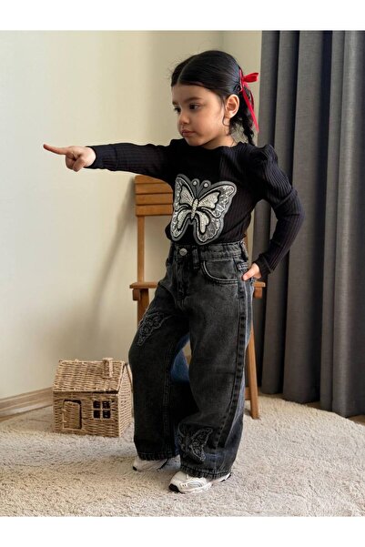 EFSACE Butterfly Detailed Denim Suit