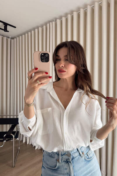 Sue Store White Oversize Modal Fabric Shirt