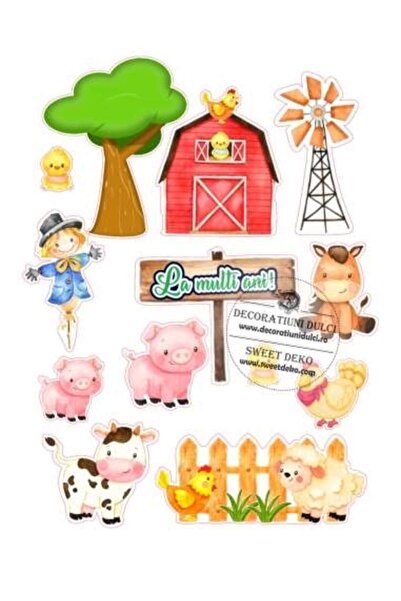 Decoratiuni Dulci Animalutele de la ferma| Imagine comestibila - Decupat