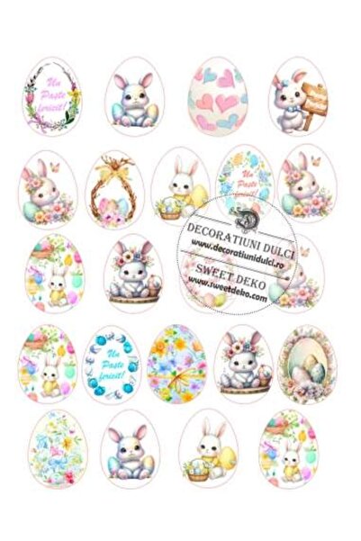 Decoratiuni Dulci Edible image eggs with bunnies - Cut out