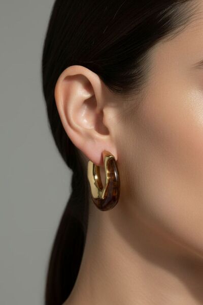 BHR AKSESUAR Light Brown Resin Earrings (4 cm)