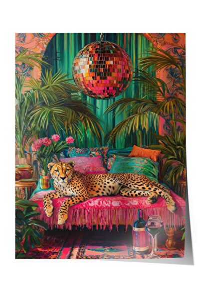 Zestia Premium Poster Leopard Resting in Exotic Tropical Atmosphere Living Ro...