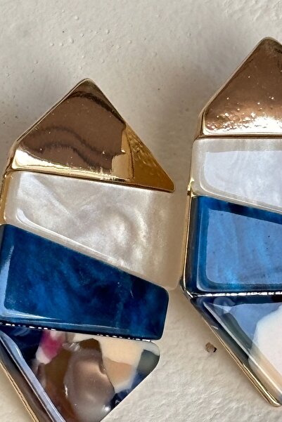 BHR AKSESUAR Navy Blue Pearlescent Earrings