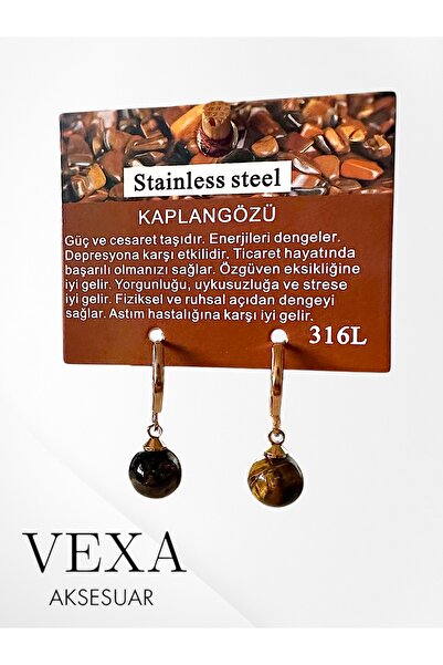 Vexa Aksesuar Natural Stone Earrings 316L Stainless Steel Earrings – Boxed – ...