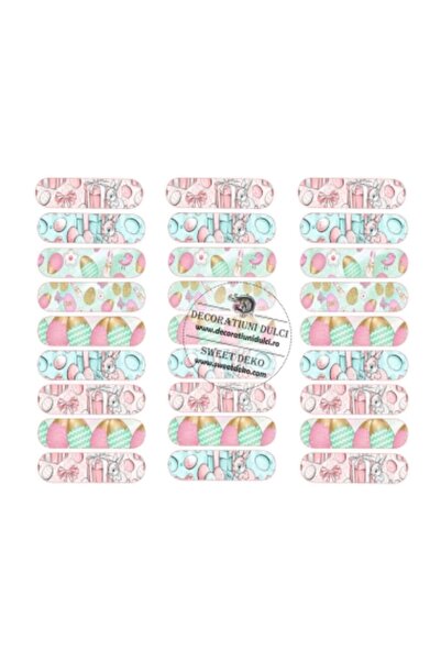 Decoratiuni Dulci Eclere iepurasi de Paste - Coala dulce DECUPATA 13x3cm