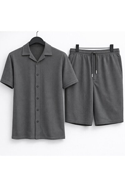 OTAKU Men's Premium Waffle Textured Shirt Shorts Set – Summer Comfortable Fit...