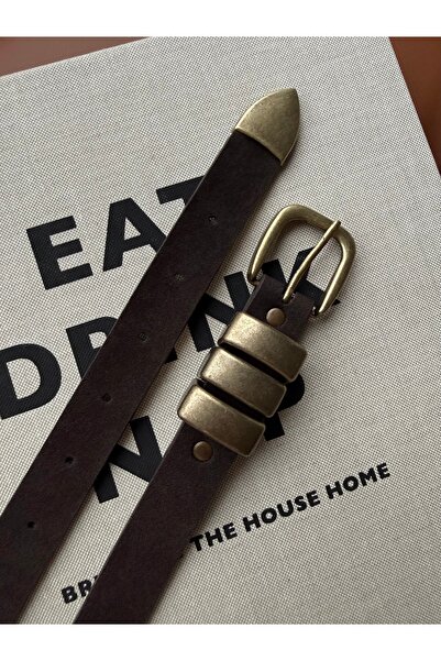 coaksco Women's Gold Antique 3-Strap Basic Buckle Belt