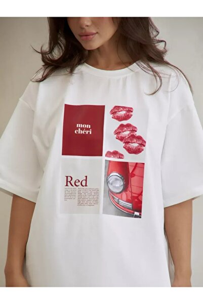 SVART WEAR Mon Cheri Printed Oversize Crew Neck Summer T-Shirt