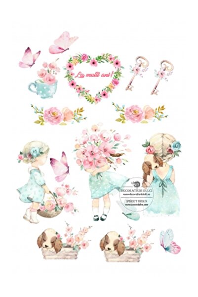 Decoratiuni Dulci Представете си cometibila - fetita si catel - Decupat