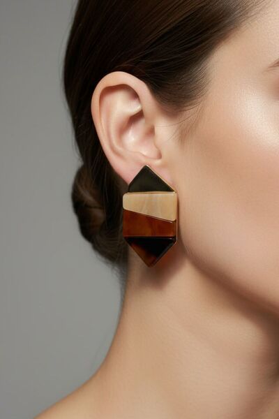 BHR AKSESUAR Brown Pearlescent Earrings