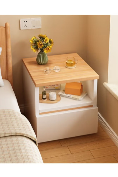 Nobrand طاولة بجانب السرير لغرفة النوم، طاولات جانبية بسيطة وعصرية، خزانة صغي...