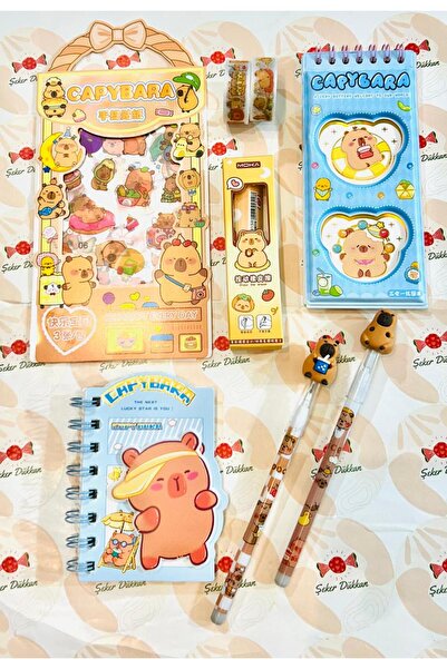 ÖZ KIRTASİYE Capybara 10 Parça Set Yumurtalayan Kalem ¬ Defter&Sticker Defter...