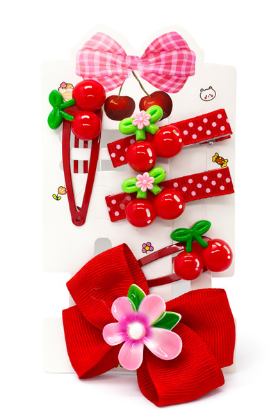 MakeWell Girl's Colorful Hair Accessory Set of 8 – Ribbon Clips, Flower and S...