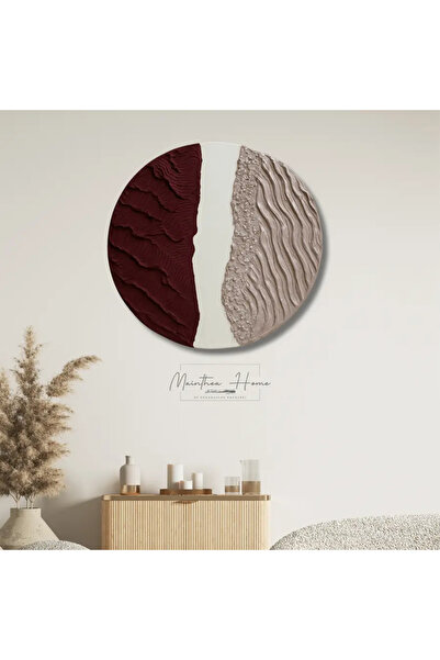 MAİNTHEAHOME Dokulu Yuvarlak Alçı Tablo JeoForm | El Yapımı 3D Dekoratif Duva...