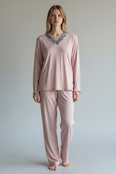 BİLGENS BUTİK Women's Lace Detailed Summer Pajama Set