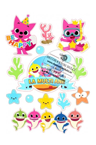 Decoratiuni Dulci Представете си cometibila Baby Shark - Be Happy - Decupat