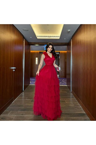 saher-alshrek Red tulle dress