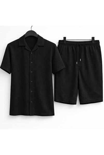 OTAKU Men's Premium Waffle Textured Shirt Shorts Set – Summer Comfortable Fit...