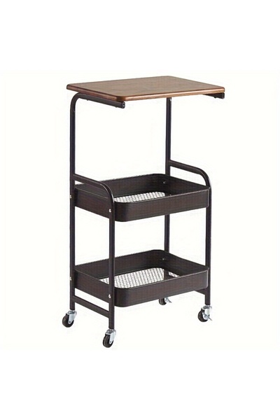 iSalon Organizator portabil din otel carbon cu 2 polite si cu o masa de lucru...