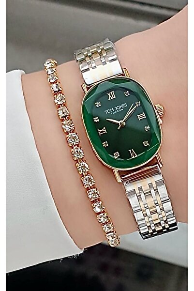 Tom Jones Yeni Model Kesme Cam Altın Gümüş Renk Kordon Kadın Kol Saati-BİLEKL...