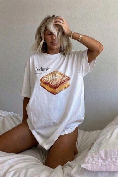 Noi Belis Oversize Printed Knitted T-Shirt Ss26Ts0016