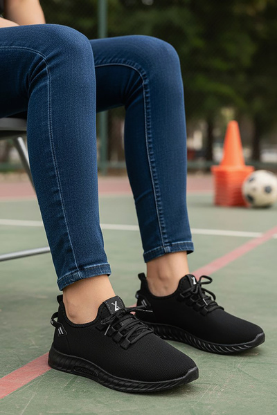 Modaarmada Black Ultra-Light Flexible Sole Daily Use Sports Shoes