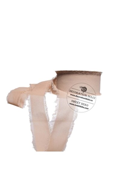 Decoratiuni Dulci Decorative ribbon with unfinished edges, nude beige veil