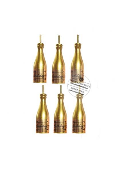 Decoratiuni Dulci Small gold champagne bottle candles (set of 6 /pcs)
