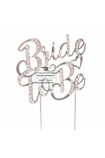 Decoratiuni Dulci Silver topper with rhinestones, Bride to be