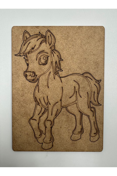 WOODIVA AHŞAP 10 Pieces Horse Wooden Painting School Event Activity Art 15 cm