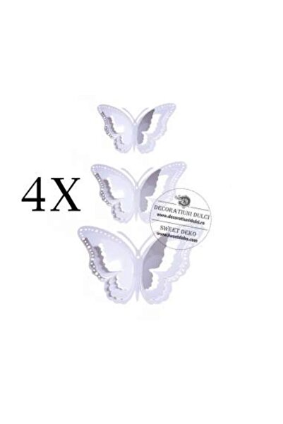 Decoratiuni Dulci Fluturi albi taiere dubla, pentru decor