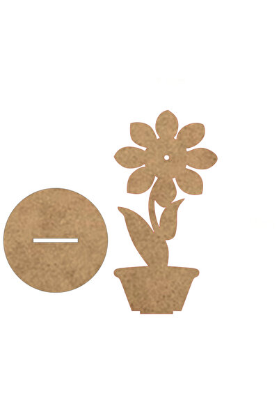 ardecem bilgisayar Ahşap Boyanabilir Papatya Saksı Figürü 7,5x15 cm - 3mm MDF...