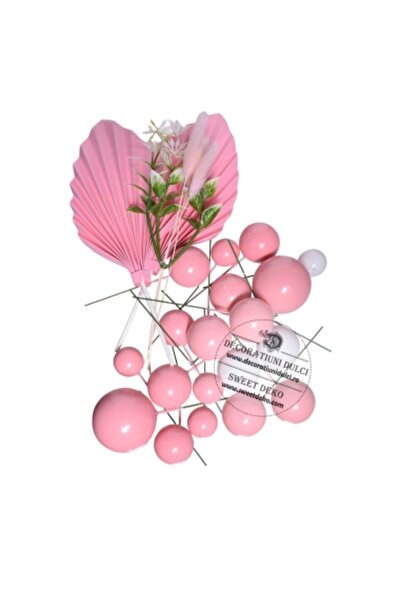 Decoratiuni Dulci Mix pink-white sphere decoration and 2 pink cardboard decor...