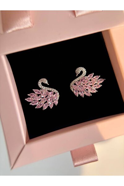 h&b design jewel Pembe Kuğu Küpe