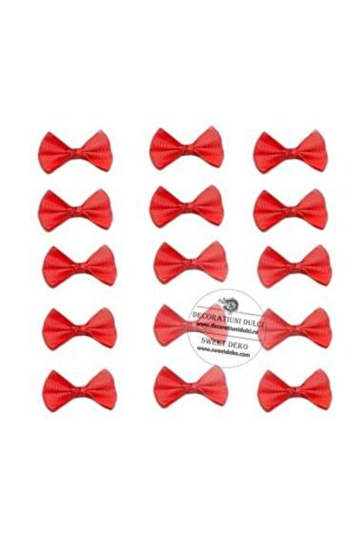 Decoratiuni Dulci Fundite rosii 3cm, din banda ripsata (50 buc)