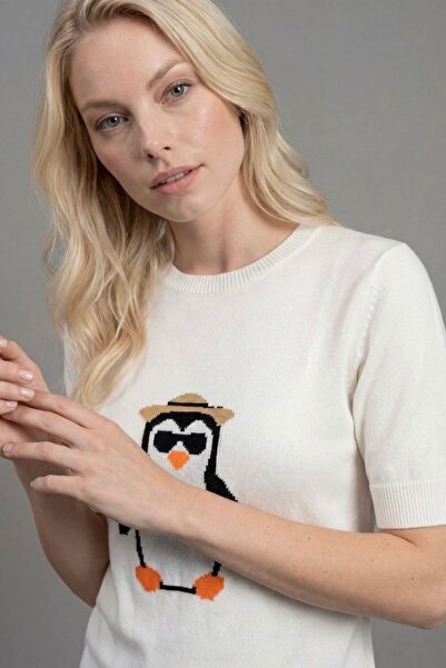 Noi Belis But Why Penguin Patterned Knitwear Blouse Ss26Bz0009