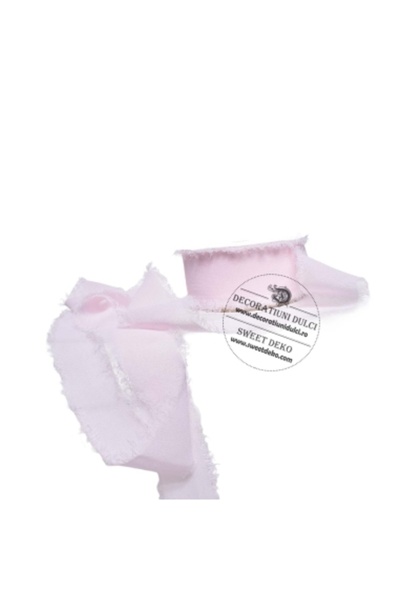 Decoratiuni Dulci Panglica decorativa cu margini nefinisate din voal roz