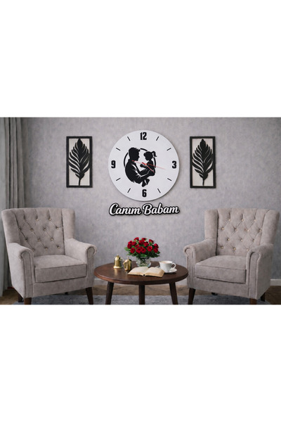 mrchediyesepeti My Dear Father Themed Wall Clock 40 cm Flowers 30 Cmmrc Gift ...
