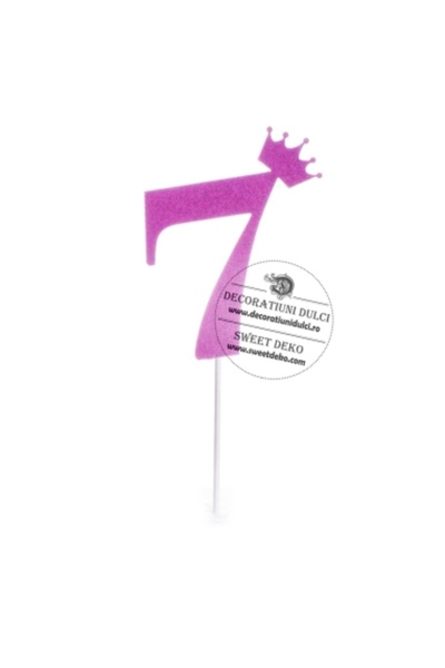 Decoratiuni Dulci Топер от картонена кутия с блясък на цифра 7 циклама