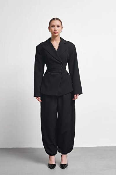 zoezoe Style- Blazer Dean Kruvaze Düğme Detay Takım