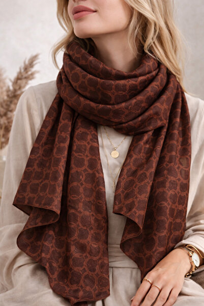 KRAFTELLA Premium Jacquard Circle Pattern Shawl/ Silky Jacquard Scarf Shawl