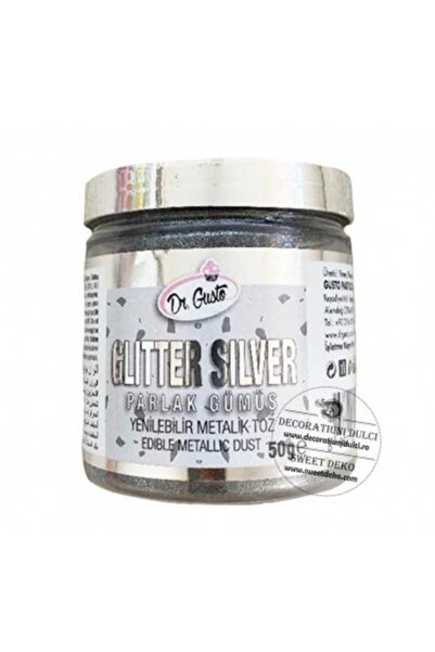 Decoratiuni Dulci Glitter argintiu, Dr Gusto βρώσιμη μεταλλική σκόνη 50γρ