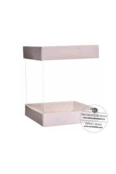 Decoratiuni Dulci White lid and base box 10x10cm, h13cm set of 5 boxes
