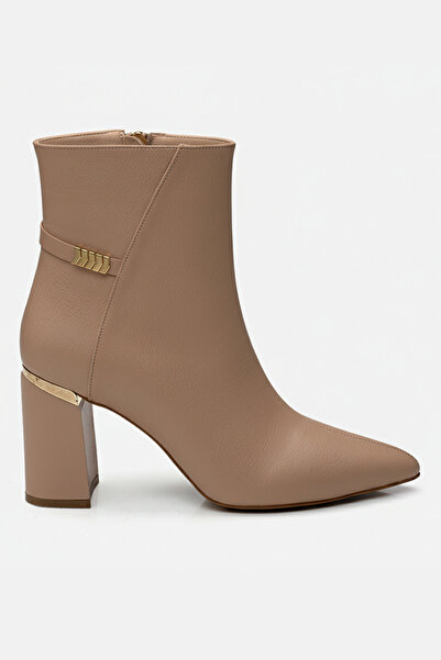 Yaya by Hotiç Kadın Bej Tokalı Topuk Detaylı Topuklu Bot