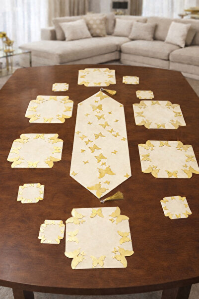 Diva Home Velvet Leather Butterfly Pattern Laser Cut 19 Piece American Set