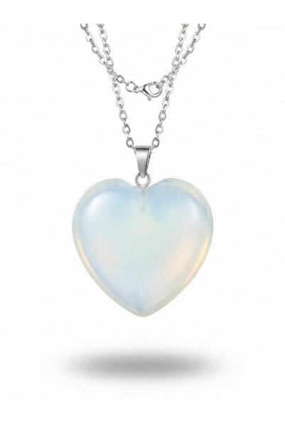 Leerybee قلادة نسائية من الفولاذ بحجر طبيعي على شكل قلب